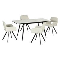 ESSZIMMER SET ausziehbarer Tisch und 4 drehbare Stühle mit beige Stoffbezug - Beige/Schwarz, Holzwerkstoff/Metall (80/75/160cm) - Urban Meuble