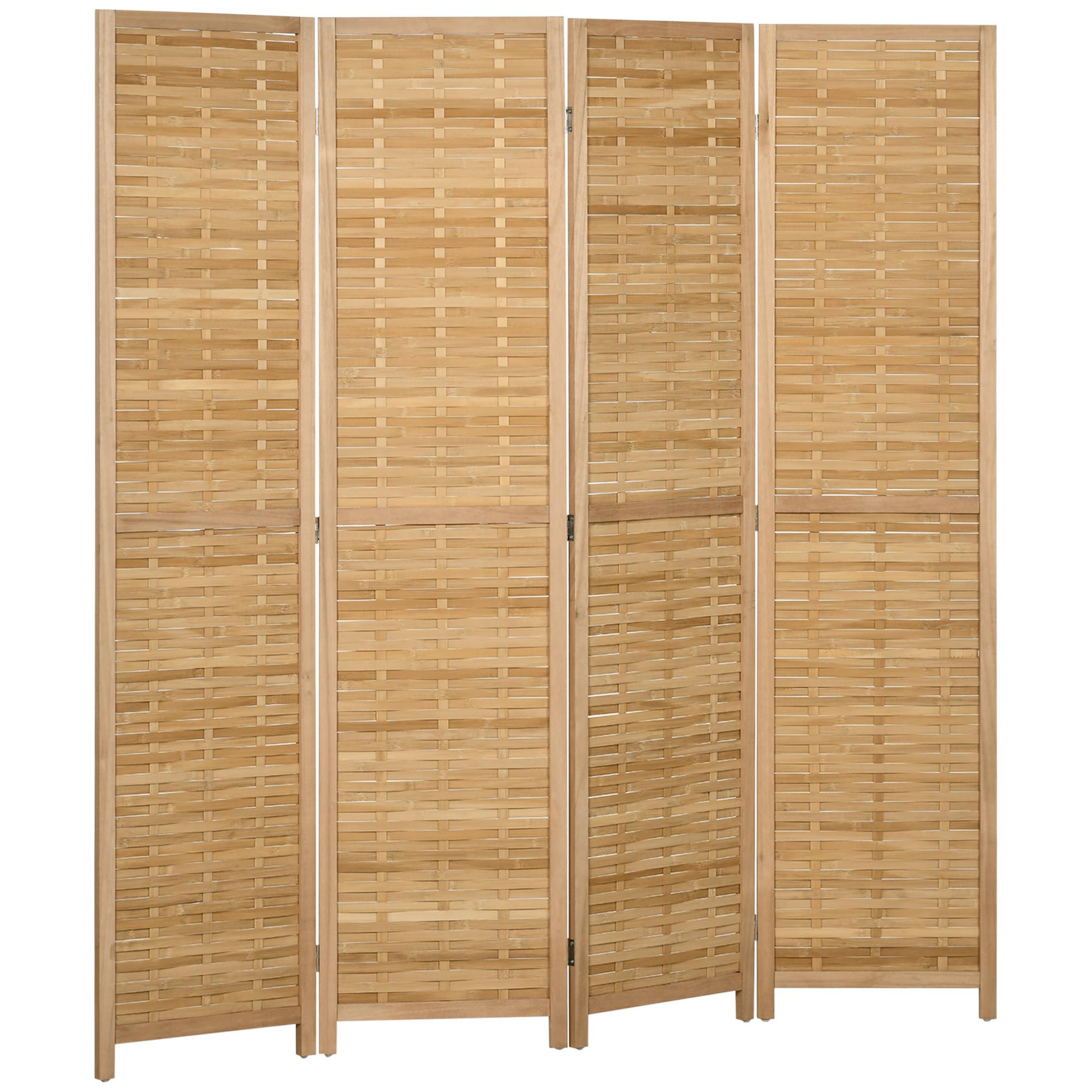PARAVENT 4-teilig, 160 x 170 cm, Natur - Naturfarben, Naturmaterialien (1.8/170/160cm) - HOMCOM