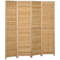 PARAVENT 4-teilig, 160 x 170 cm, Natur - Naturfarben, Naturmaterialien (1.8/170/160cm) - HOMCOM