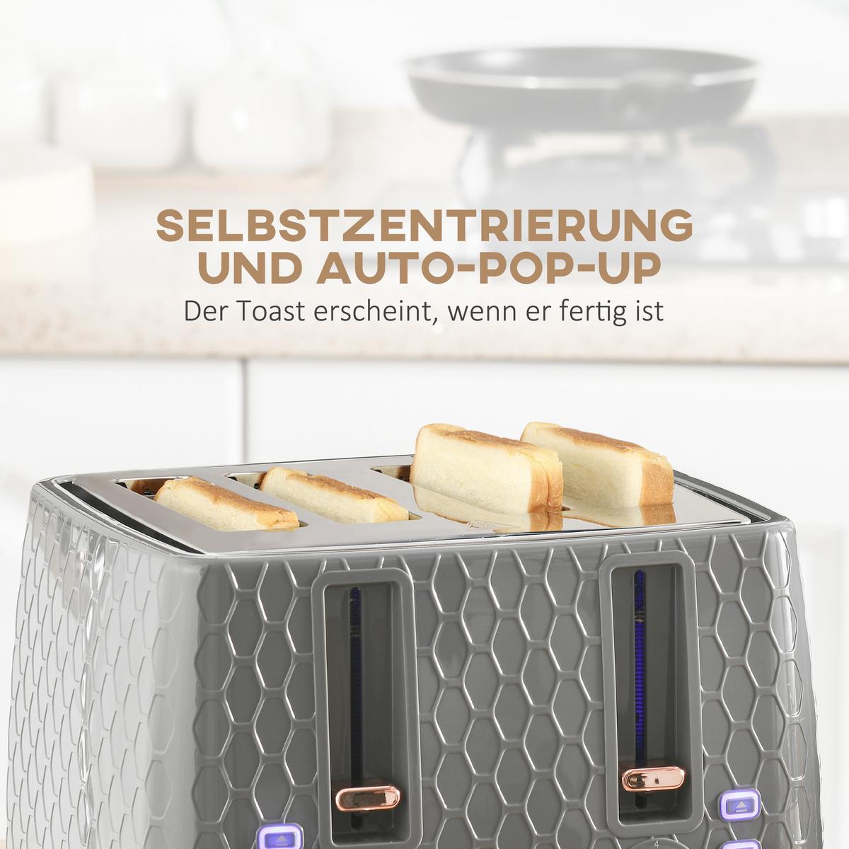KOCHER-TOASTER-SET 2er Set Kunststoff Stahl Grau - Grau, Kunststoff (19.5/23.4/24.2cm) - HOMCOM