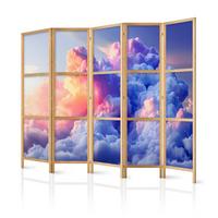 PARAVENT Japanischer 5-tlg 225x172 cm Bunte Himmel - Multicolor, Holz/Textil (225/172/3cm) - Muralo