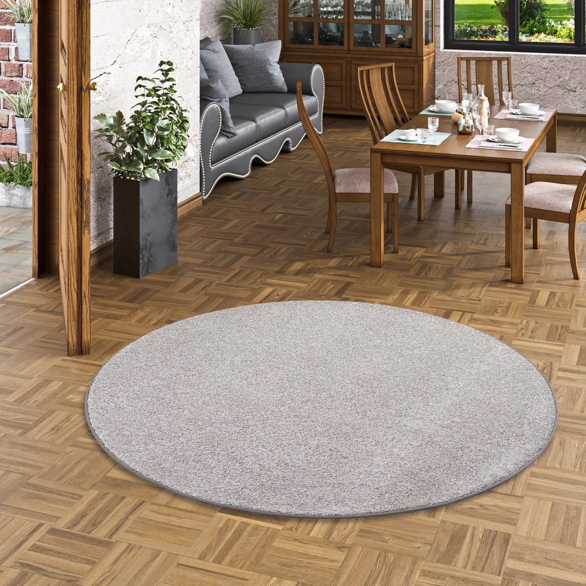 LUXUS SOFT VELOURS TEPPICH SHINE RUND - Taupe, Textil (160/160cm) - Snapstyle