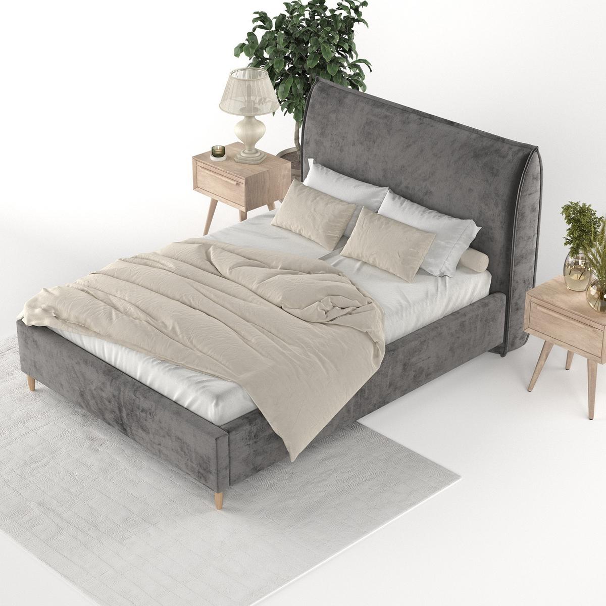 POLSTERBETT Mira 140/200 cm Anthrazit im Lotta Stoff - Anthrazit/Naturfarben, Holz/Holzwerkstoff (140/200cm) - AltaBeds