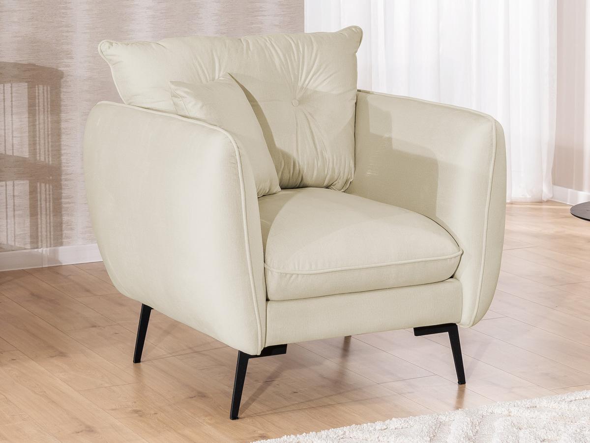 SESSEL Nordloft Beige Samt - Beige/Schwarz, Holz/Textil (101/86/100cm) - S-Style Möbel