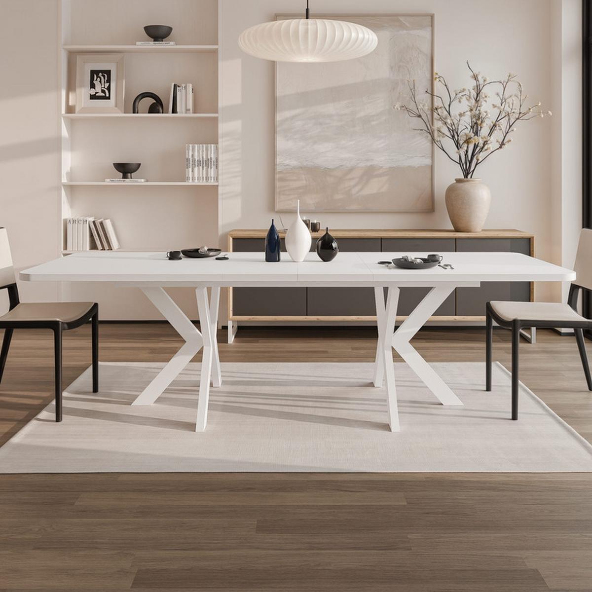 AUSZIEHTISCH DANTON 200/100/76 cm, Weiß - Weiß, Holzwerkstoff/Metall (100/200/76cm) - Idohome