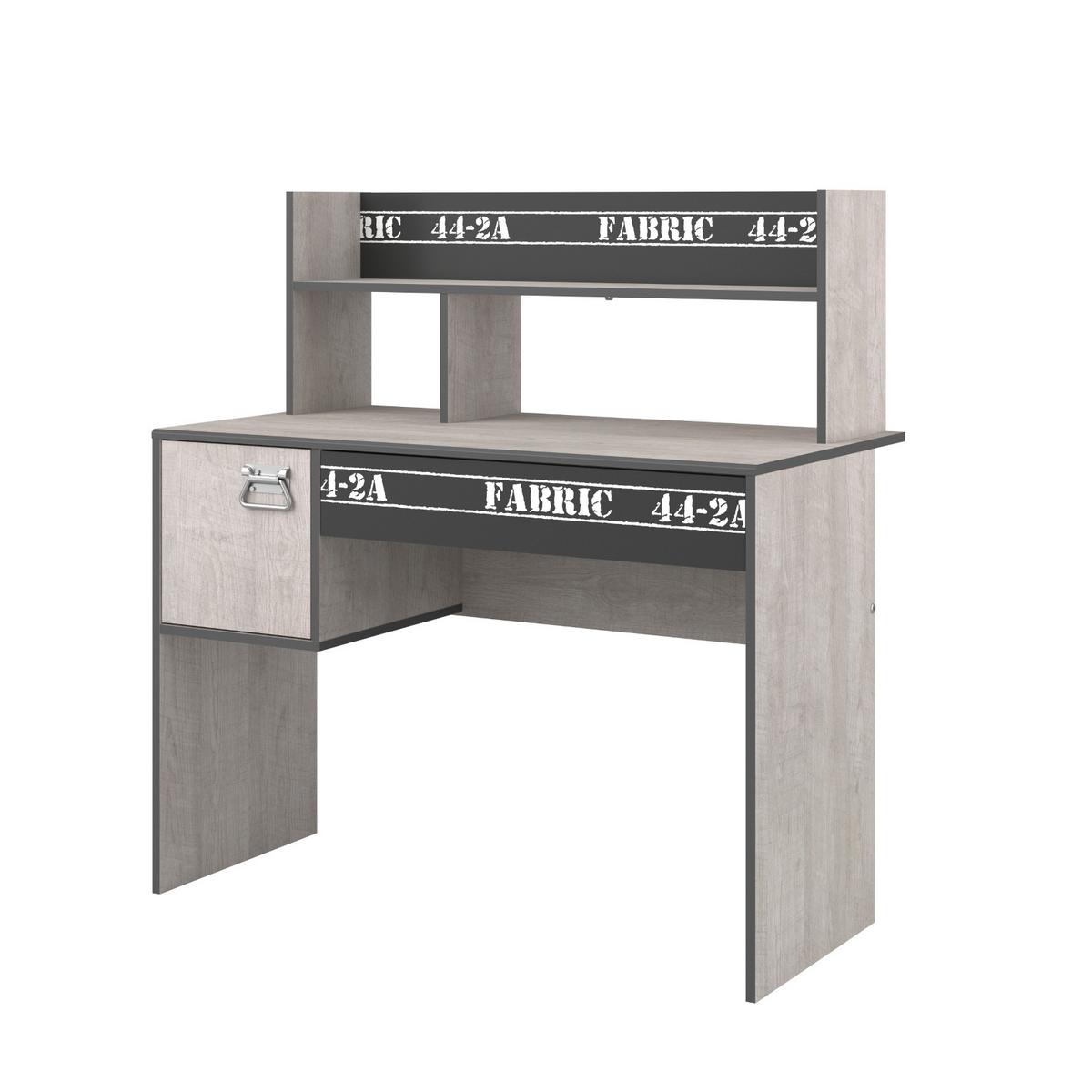 KINDERZIMMER Set 3-tlg mit Schreibtisch Bett 90x200 Nachttisch - Chromfarben/Eschefarben, Holzwerkstoff/Kunststoff (108/114/114cm) - Parisot Meuble