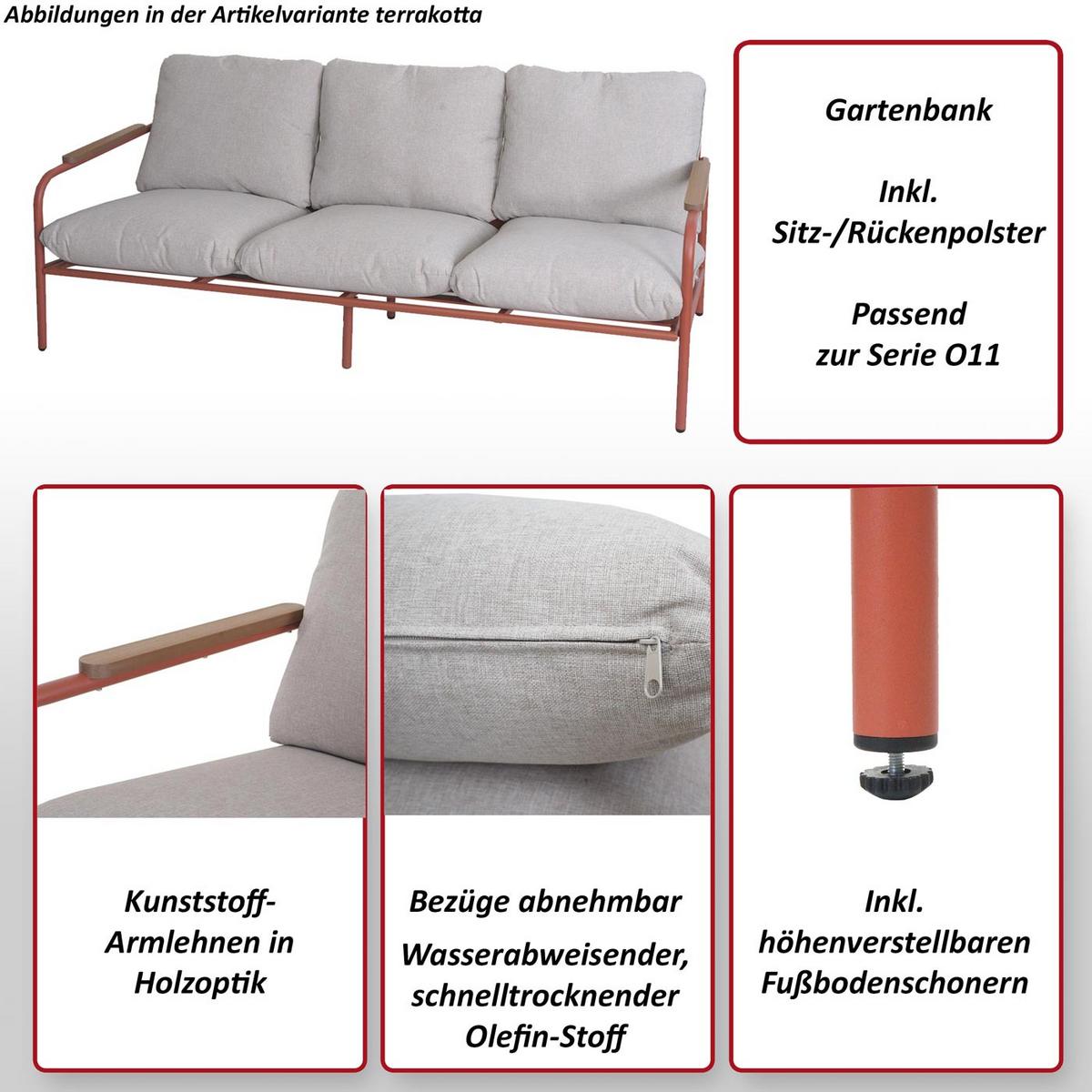 GARTENBANK Rot - Rot, Metall (184/81/81cm) - MCW