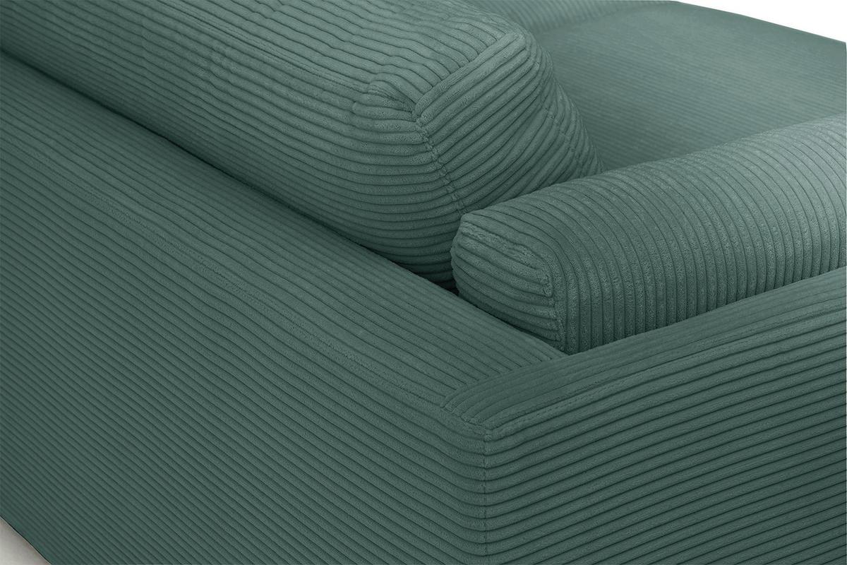 BIG SOFA RAINA Smaragdgrün Cord - Smaragdgrün/Schwarz, Kunststoff/Textil (254/85/150cm) - KAWOLA
