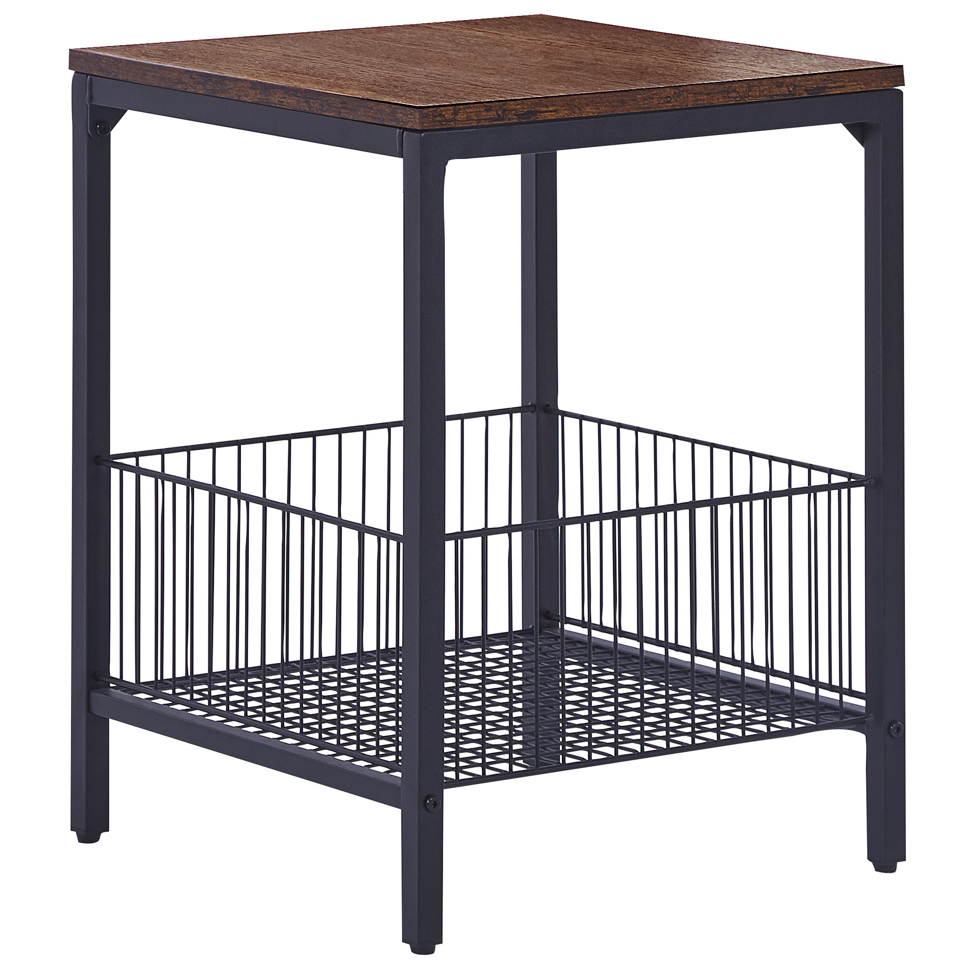 BEISTELLTISCH dunkler Holzfarbton/schwarz quadratisch 40/40 cm Kenner - Dunkelbraun/Schwarz, Holzwerkstoff (40/40/55cm) - Beliani
