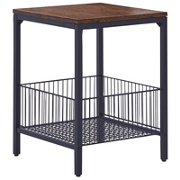BEISTELLTISCH dunkler Holzfarbton/schwarz quadratisch 40/40 cm Kenner - Dunkelbraun/Schwarz, Holzwerkstoff (40/40/55cm) - Beliani