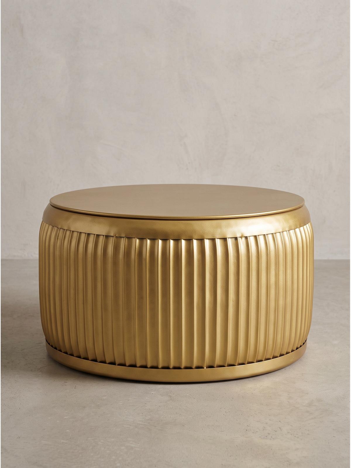 COUCHTISCH LAITA, Eisen, mit Stauraum, Gold, Ø 60 x 32 cm - Goldfarben, Metall (60/60/32cm) - KADIMA DESIGN