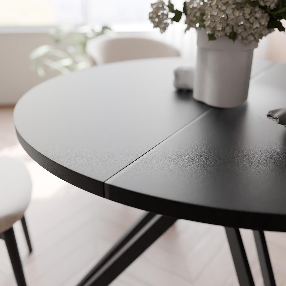 ESSTISCH ausziehbar aus MDF, Schwarz - Schwarz, Holzwerkstoff (120/120/76cm) - Idohome