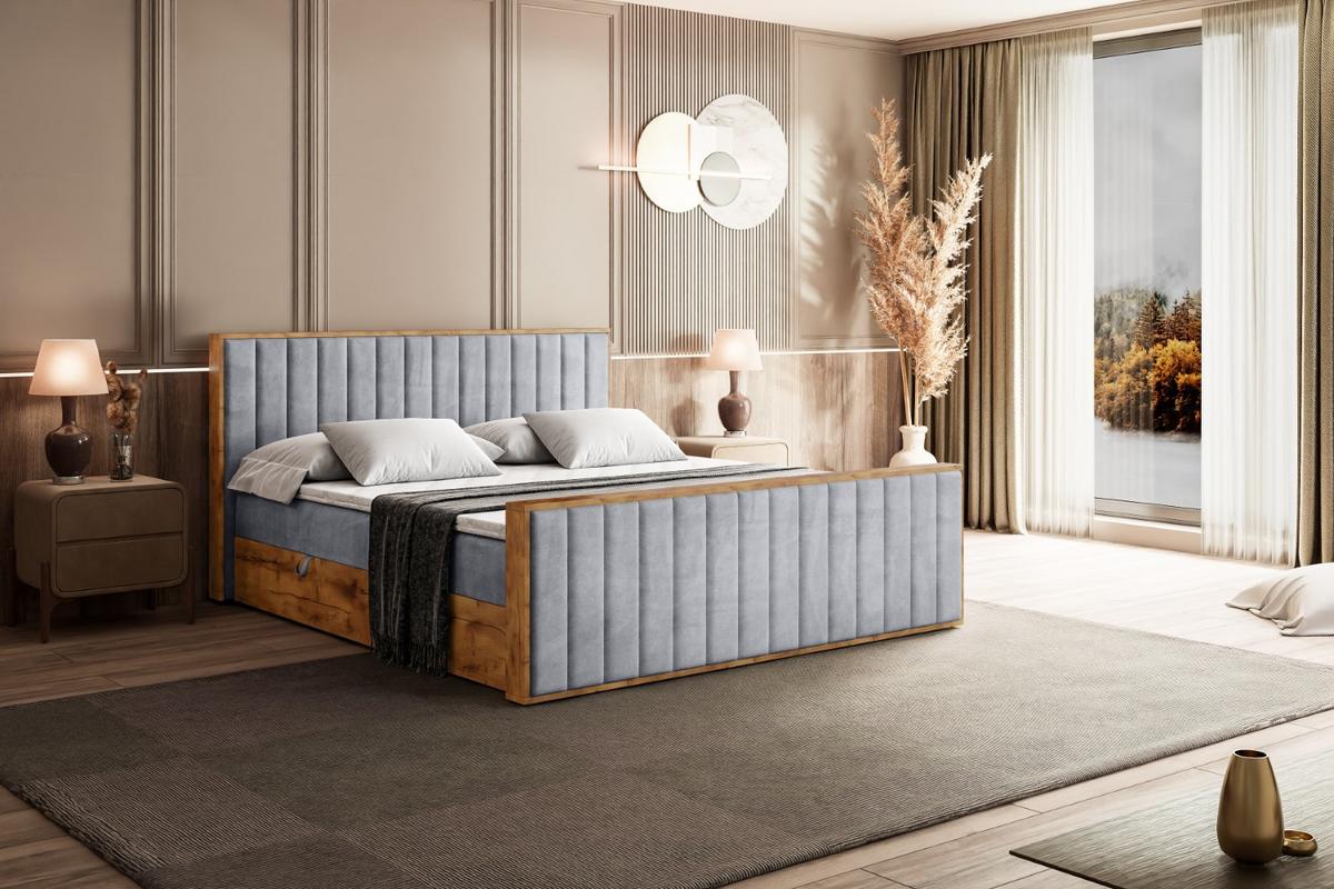 BOXBETT mit Matratze H3 und Lattenrost - LOLLI4-Z - 140x200 - Grau Monolith - Grau, Holzwerkstoff (140/200cm) - ALTDECOR