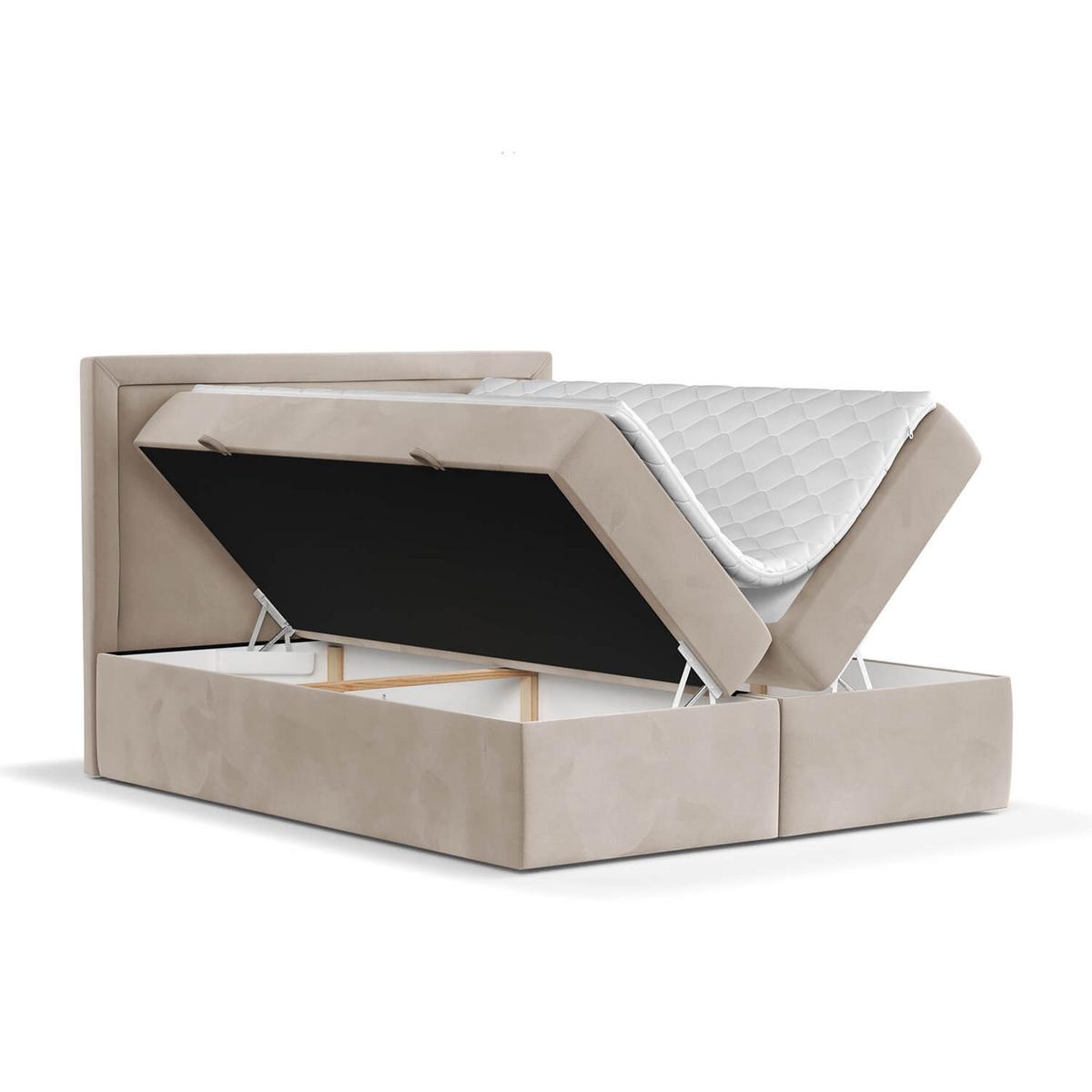 BOXBETT Jodan 140/200 cm Beige im Magic Velvet Stoff - Beige/Schwarz, Holz/Holzwerkstoff (140/200cm) - AltaBeds