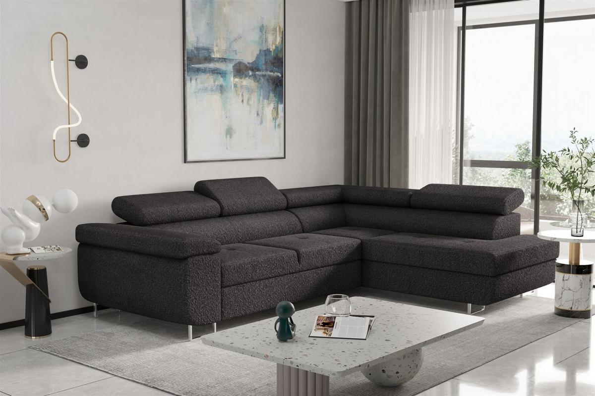 ECKSOFA Jade Mit Schlaffunktion - Schwarz, Holzwerkstoff/Textil (275/202cm) - Fun Möbel