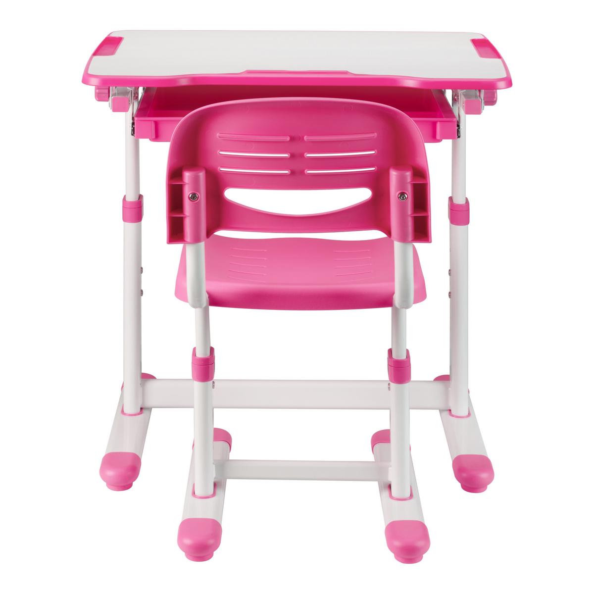 KINDERSCHREIBTISCH-SET 2 TLG. Sala - Pink/Weiß, Holzwerkstoff/Kunststoff (66.5/54/47.5cm) - [en.casa]