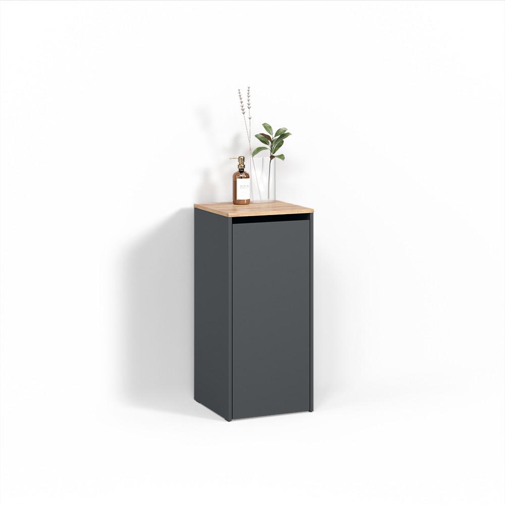 BADSCHRANK Paolina Anthrazit/Goldkraft Eiche 40.2 x 88.2 cm mit Wäschkorb - Honigeiche/Anthrazit, Holzwerkstoff (40.2/88.2/40.5cm) - Livinity®