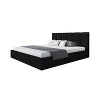 BETT 180x200 - Polsterbett mit Bettkasten und Metallrahmen - Modern Betten - Weicher Jasminstoff - Kollektion Tokio, Schwarz - Schwarz, Holz/Textil (180/200cm) - Alpi-Möbel