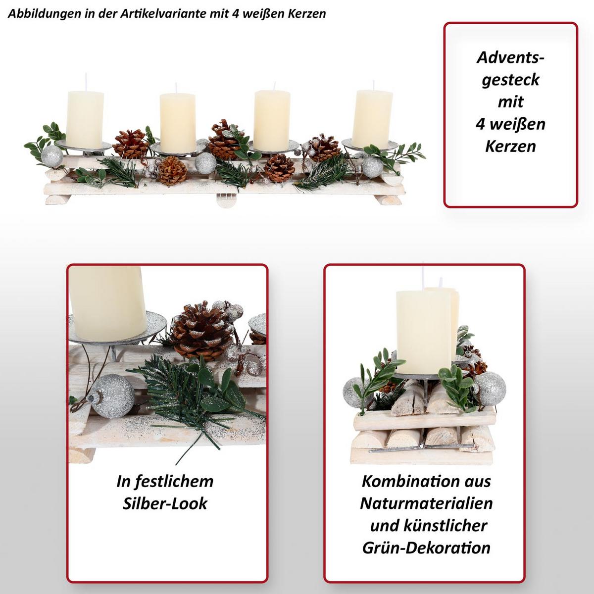 ADVENTSGESTECK MIT KERZEN Weiß - Weiß, Holz (18cm) - MCW