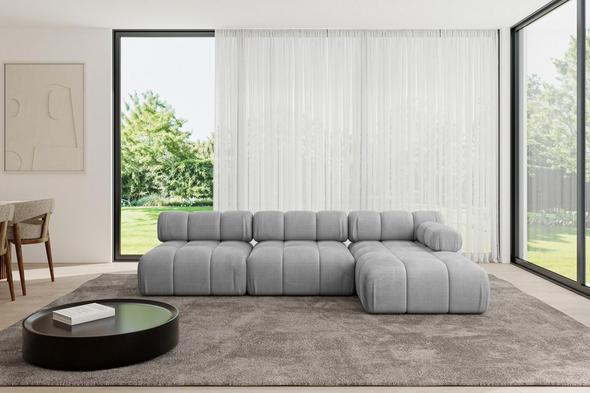 ECKSOFA modulares Sofa Razon-L2 - 285x160x70 cm Hellgrau Velours - Hellgrau, Holzwerkstoff/Textil (285/160cm) - ALTDECOR