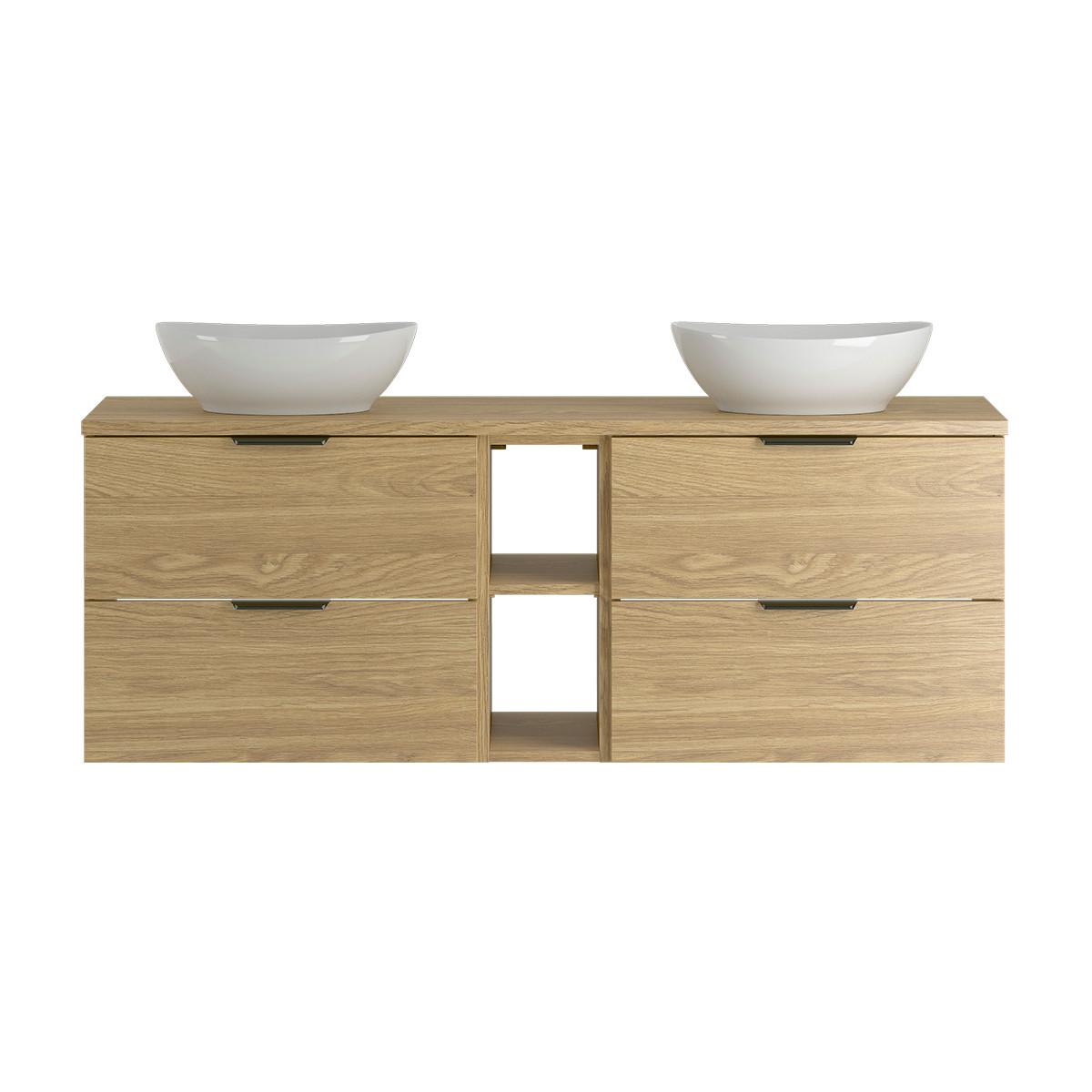 DOPPELWASCHTISCH 140.6cm Astrid Holz - Braun, Holzwerkstoff (140.6/52.2/46.5cm) - Petits-meubles