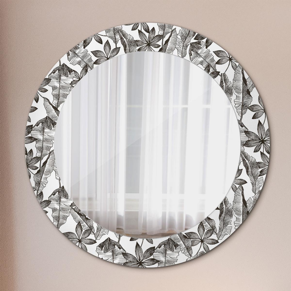 SPIEGEL Rund Ø 60 cm mit Aufdruck - Schwarz, Glas (60/60/0.4cm) - Wallfluent