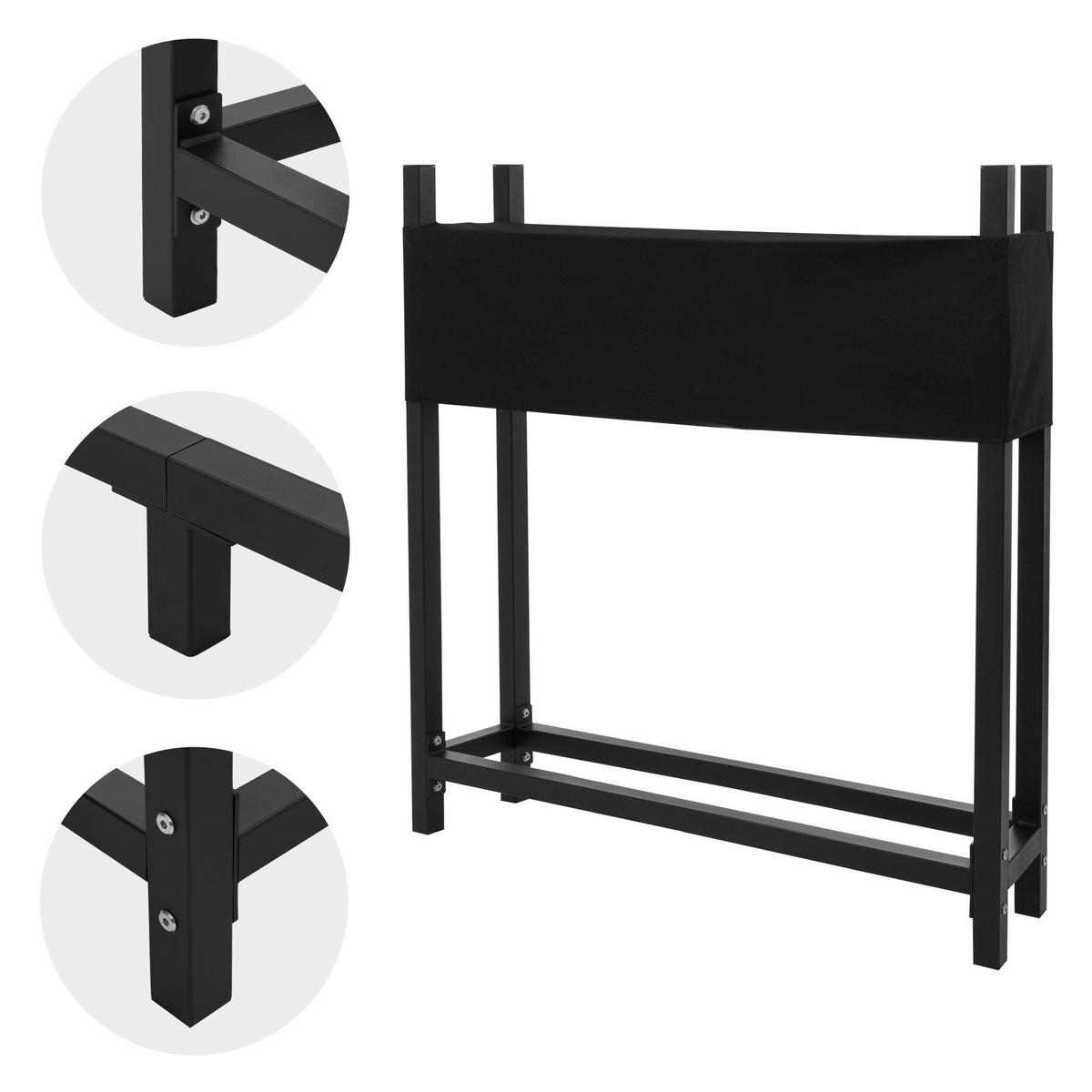 KAMINHOLZREGAL aus Metall 113x25x115 cm Anthrazit mit Abdeckung - Anthrazit, Metall (25/115/113cm) - ML-DESIGN