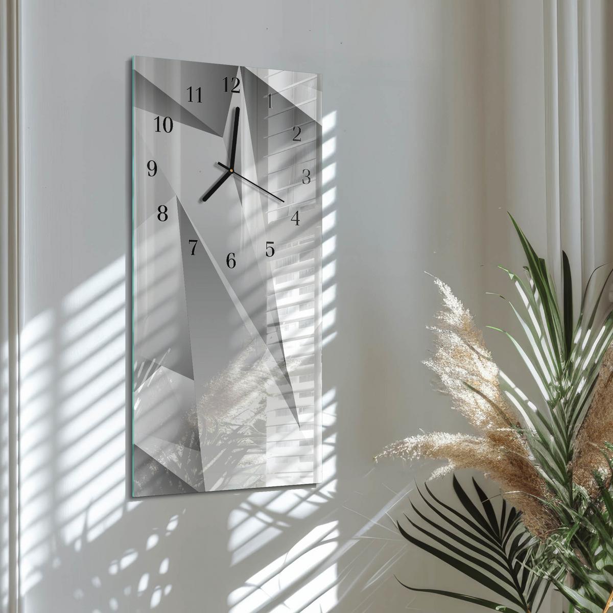 WANDUHR aus Glas 30x60 cm - Muster - Weiß, Glas (30/60/0.4cm) - TULUP