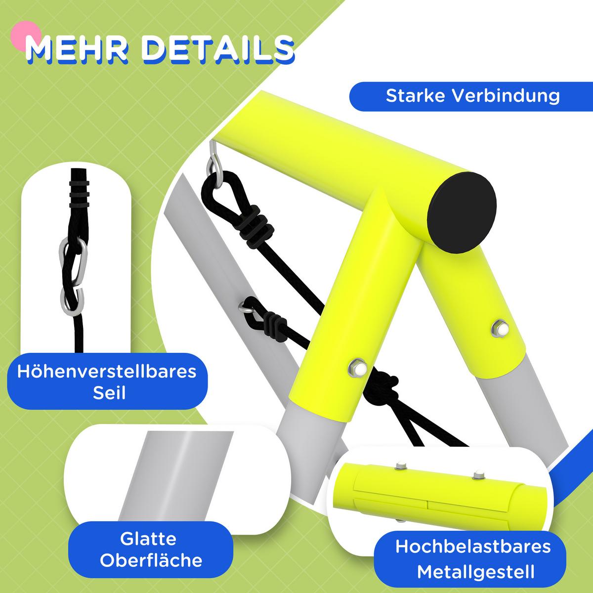 KINDERSCHAUKEL-SET, Kletternetz, Sprossenleiter, für 3-8 Jahre, wetterfest, Grün - Grün, Kunststoff/Metall (185/260cm) - Outsunny