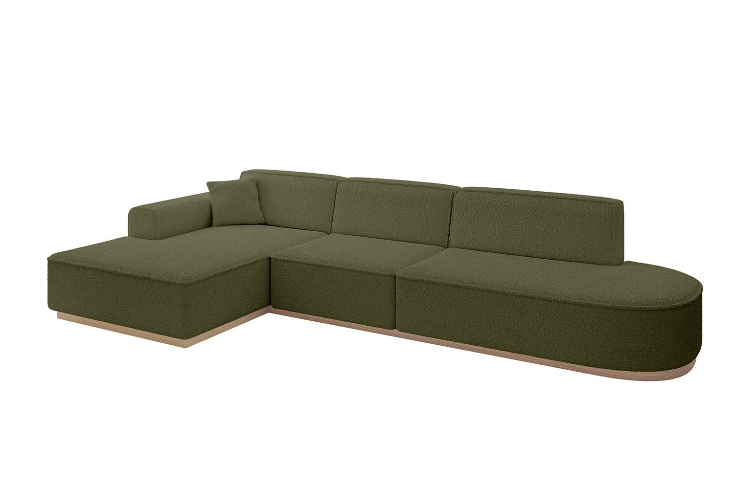 ECKSOFA Ottomane Links IREA-L2 - 327x165x80 cm Grün - Platinfarben, Holzwerkstoff/Textil (327/165cm) - ALTDECOR