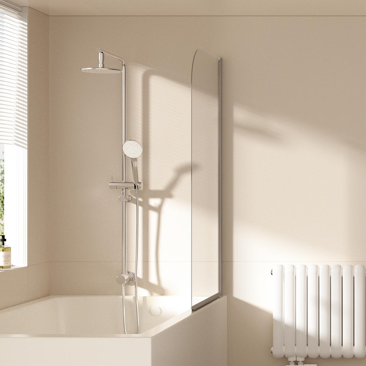 DUSCHWAND für Badewannen mit Schwenkfunktion Leicht zu Reinigen 70/140 cm - Transparent, Glas (70/140cm) - EMKE