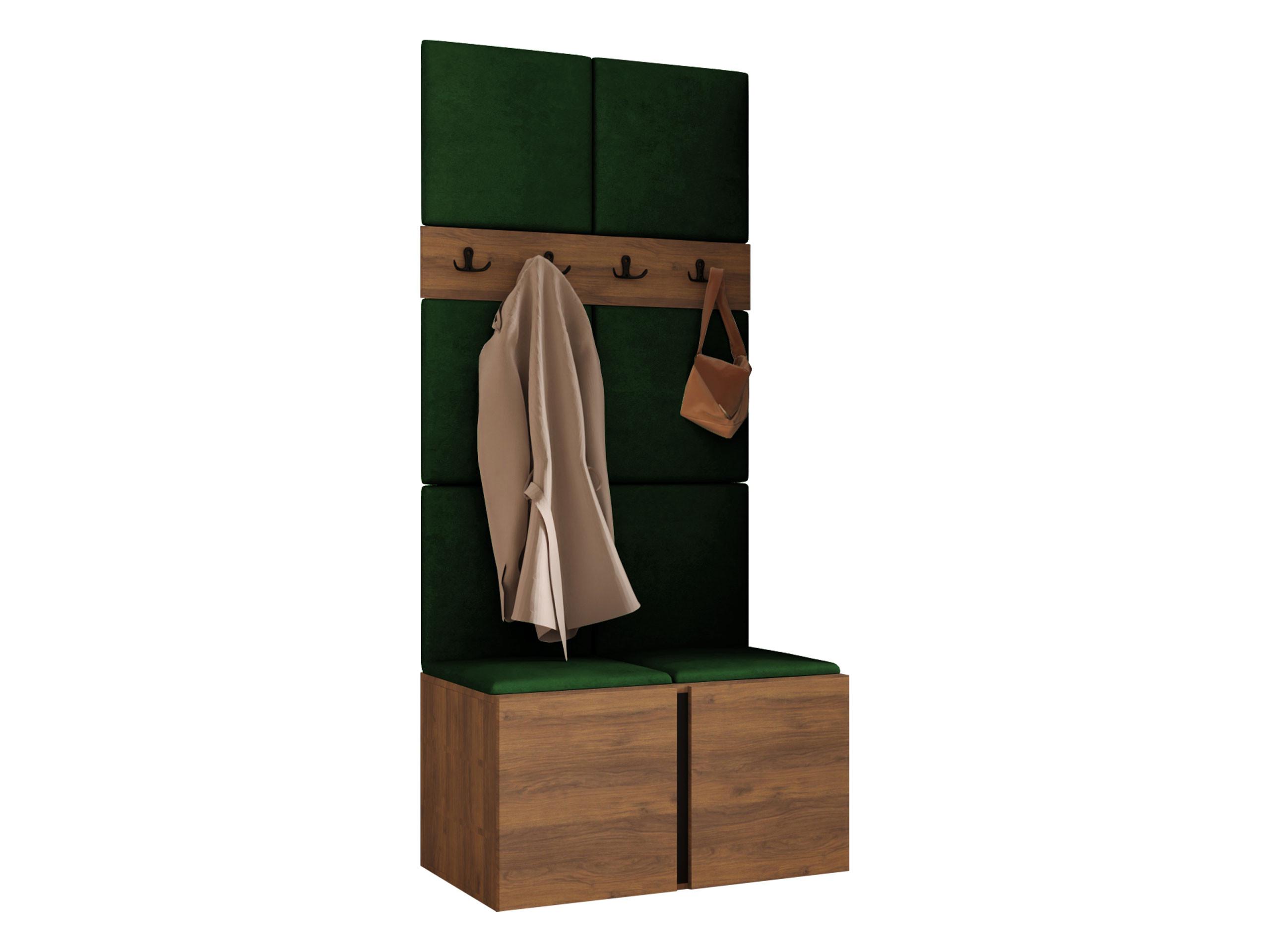 GARDEROBEN-SET Orion IV - Nussbaumfarben/Grün, Holzwerkstoff/Kunststoff (84/186/46cm) - MIRJAN24