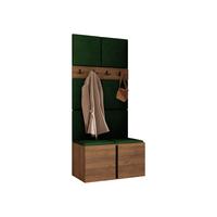 GARDEROBEN-SET Orion IV - Nussbaumfarben/Grün, Holzwerkstoff/Kunststoff (84/186/46cm) - MIRJAN24