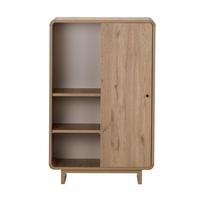 HOHE ANRICHTE 1 Tür 3 offenen Fächern mit abgerundeten Kanten 34/110/70 cm - Eichefarben, Holzwerkstoff (34/110/29cm) - Calicosy