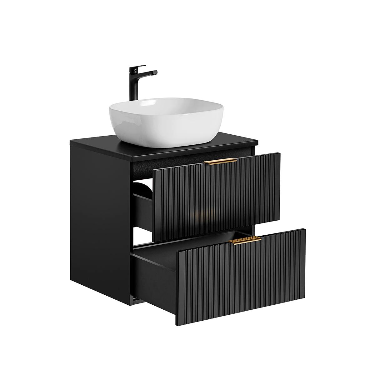 WASCHTISCH 60.6cm Adriel Mattschwarz - Schwarz, Holzwerkstoff (60.6/59/46cm) - Petits-meubles
