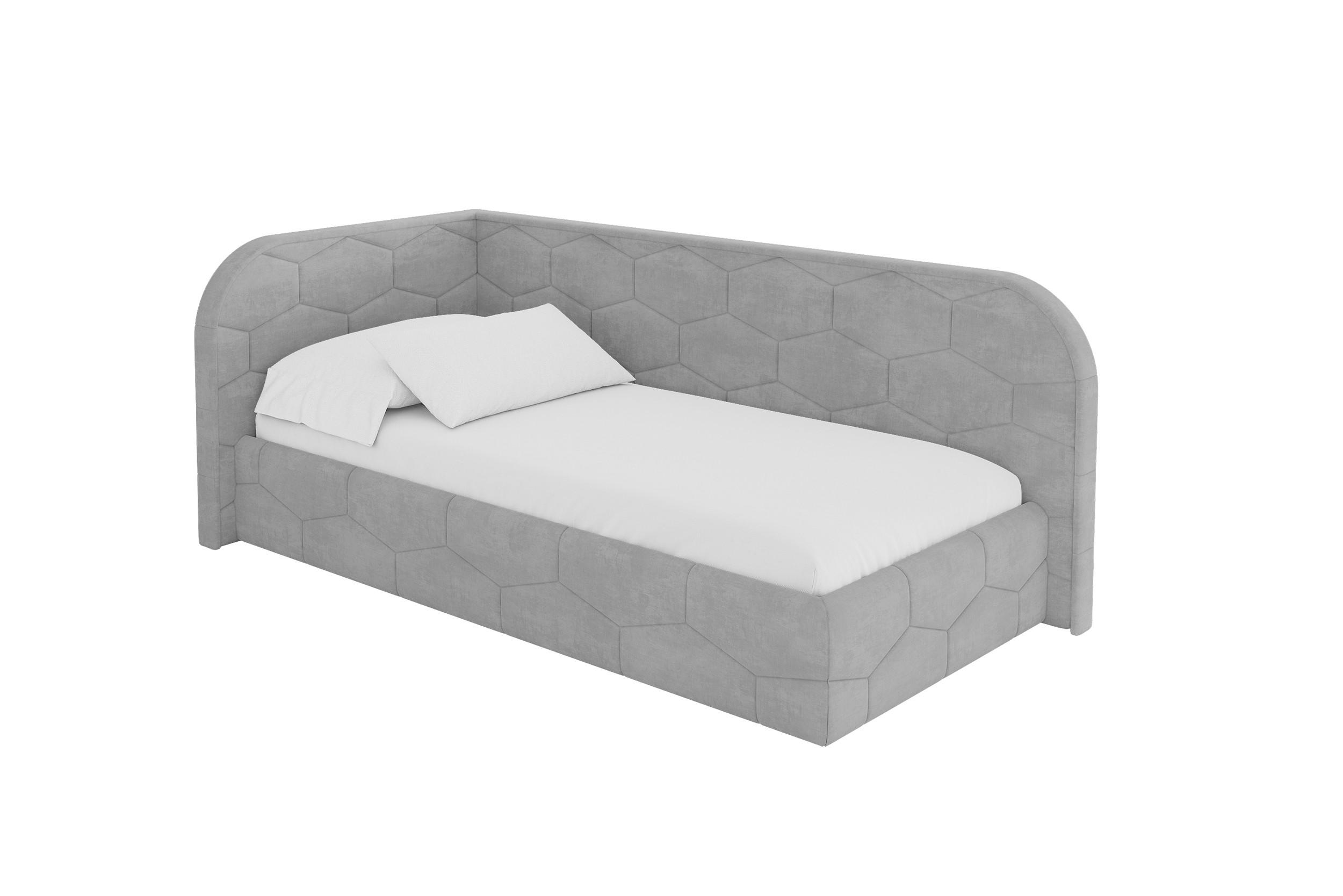 EINZELLBETT Jugendbett mit Bettkasten und Matratze H3/H4, Rechts - JAXY 80x200 Grau - Silberfarben, Holzwerkstoff/Textil (80/200cm) - ALTDECOR