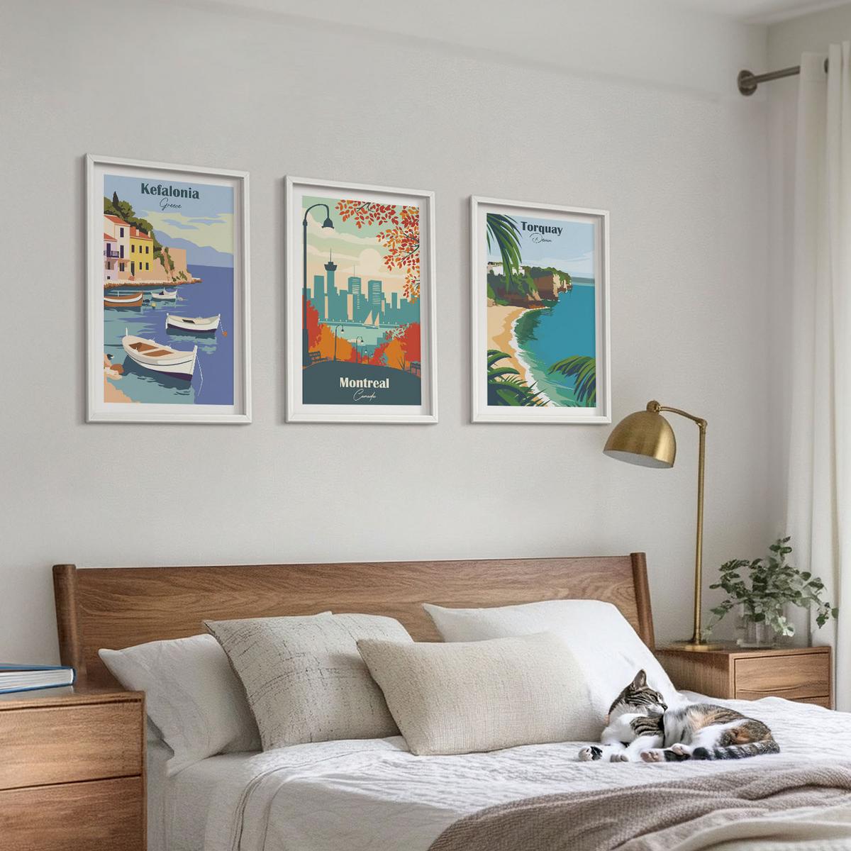 BILDER SET 3er Set - 40x60 cm Weißer Rahmen - Stadtansichten aus Griechenland, Kanada und Australien - Weiß, Kunststoff (40/60cm) - TULUP