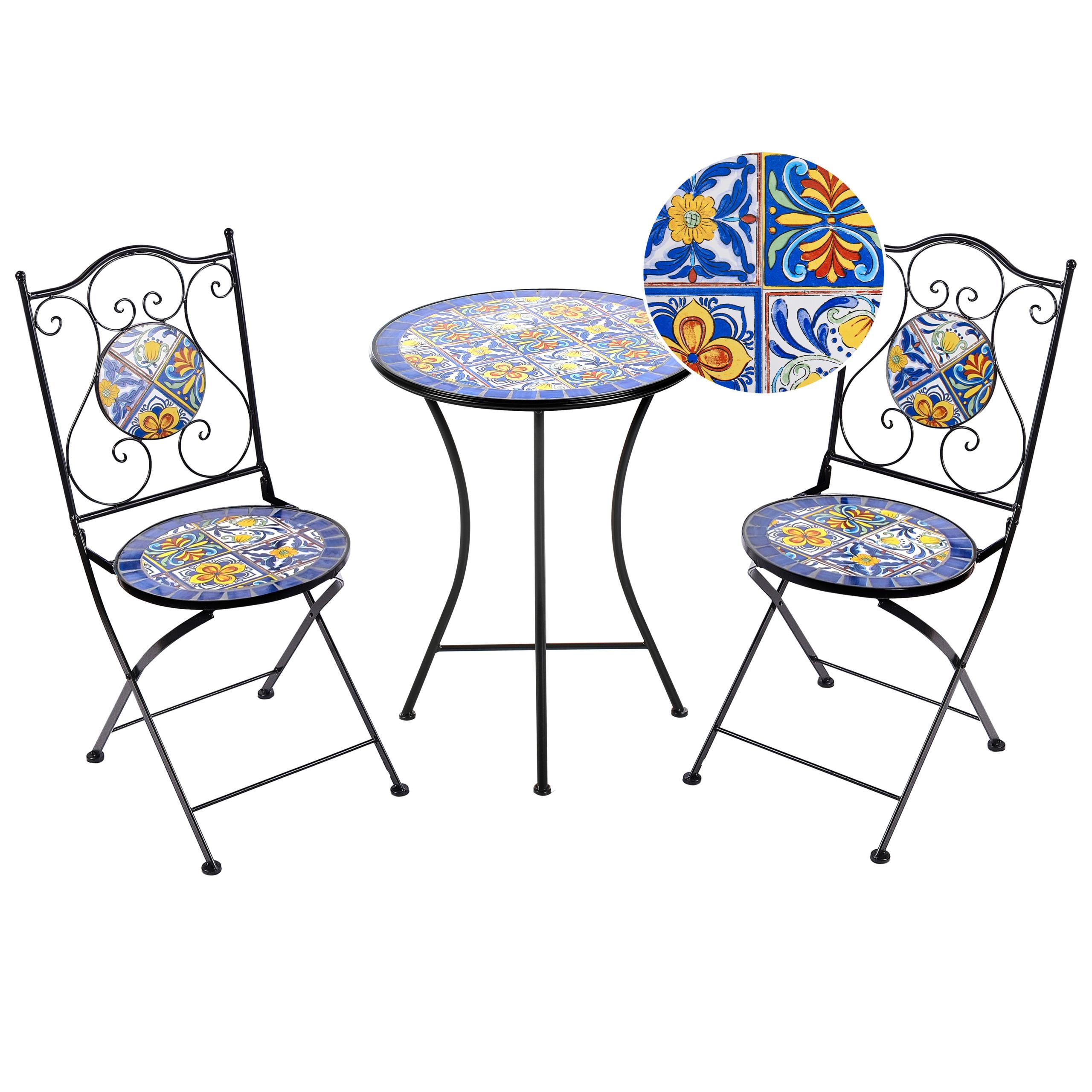BISTRO-SET Schwarz Coriano - Blau/Schwarz, Metall - Beliani