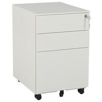 AKTENSCHRANK Metall cremeweiß 3 Schubladen mit Rollen Cami - Weiß, Metall (39/60/50cm) - Beliani