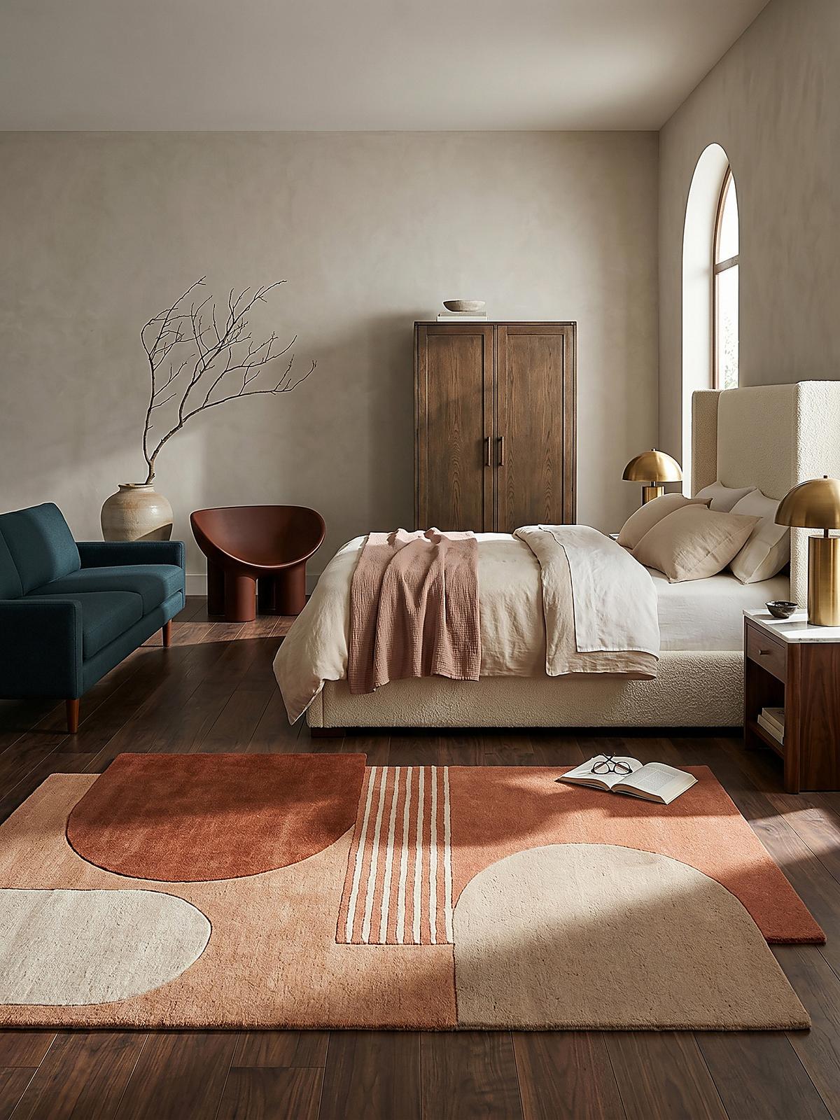 WOLLTEPPICH HALLEIN, abstrakt, aus Wolle, Terrakotta, 120 x 180 cm - Orange, Textil (180/120cm) - KADIMA DESIGN
