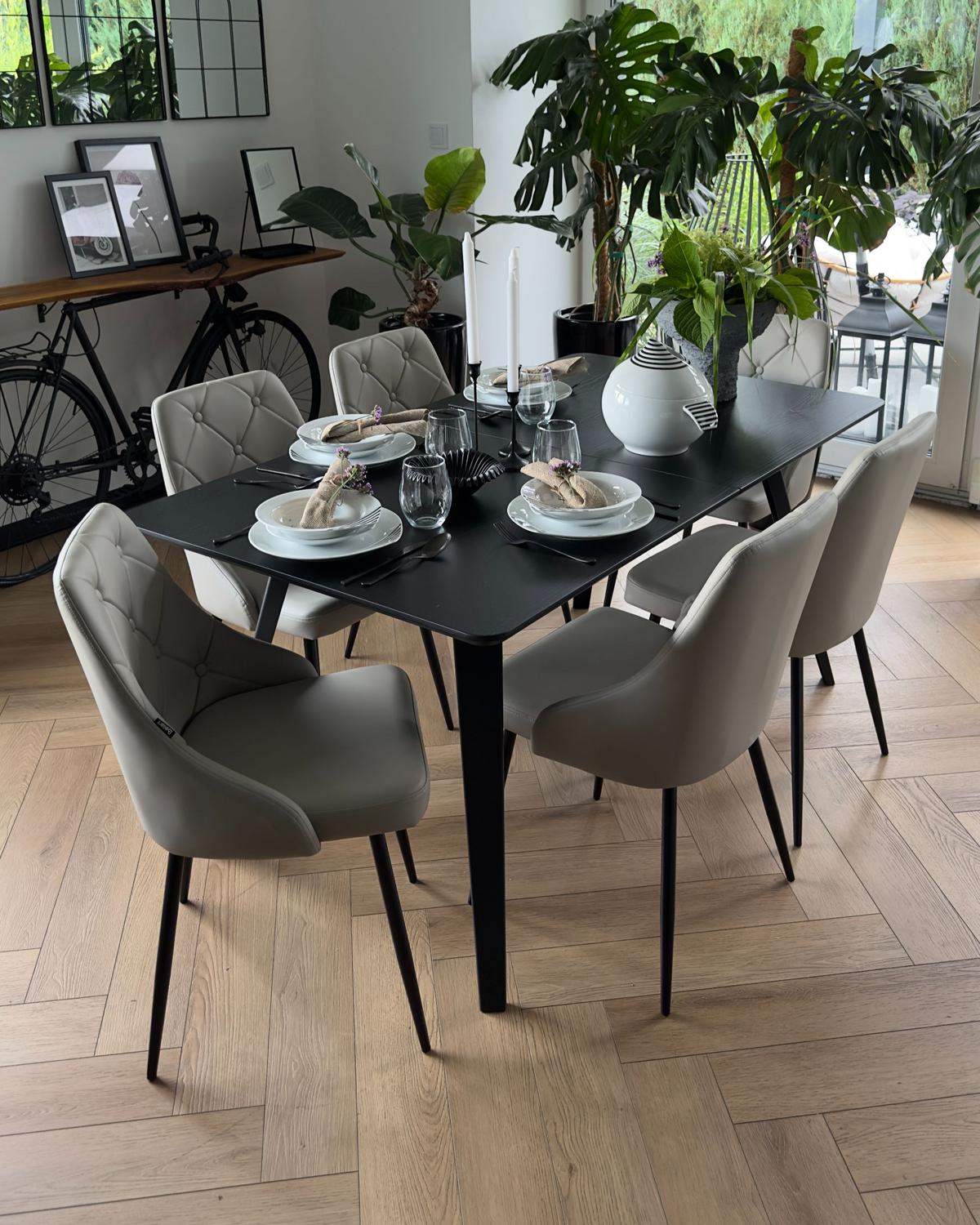 ESSTISCH 160-200/90/75 cm Schwarz Rechteckig Irvington - Schwarz, Holzwerkstoff (200/90/75cm) - Beliani