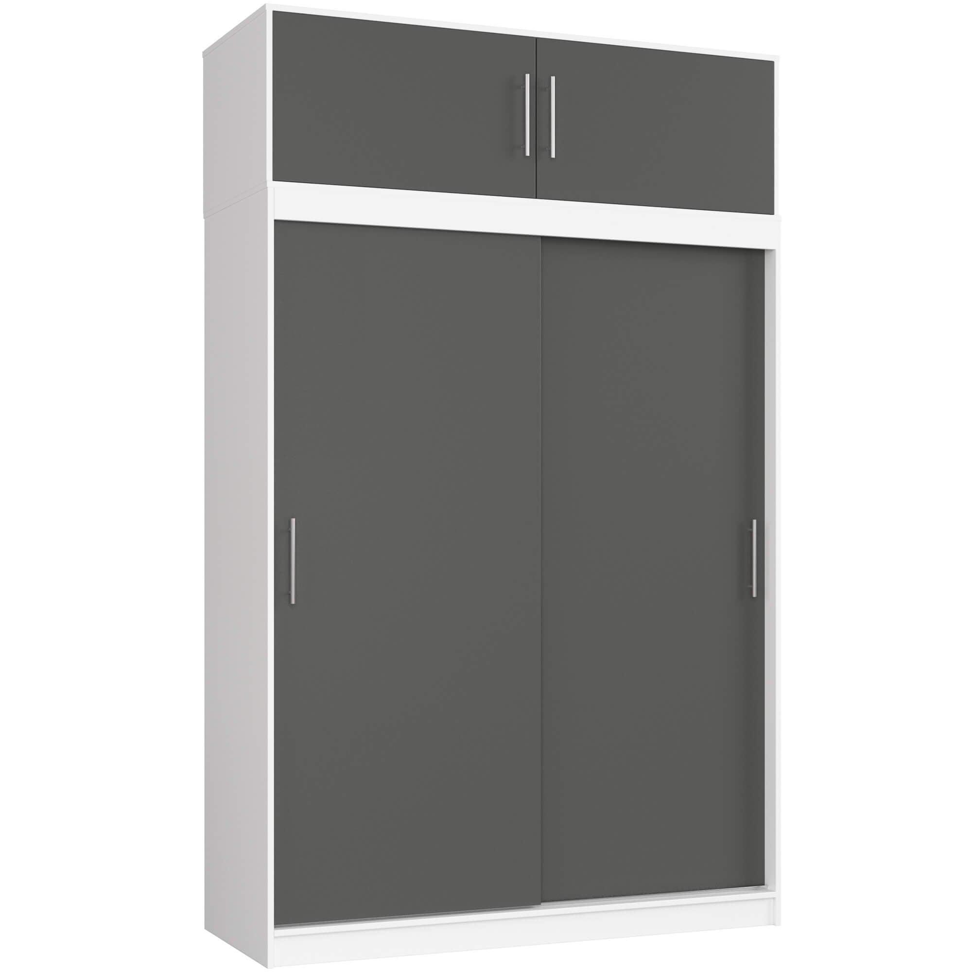 KLEIDERSCHRANK Weiß, Graphit Grau 245/150/60 - Weiß, Holzwerkstoff (150/245/60cm) - RAUMHIRSCH FURNITURE