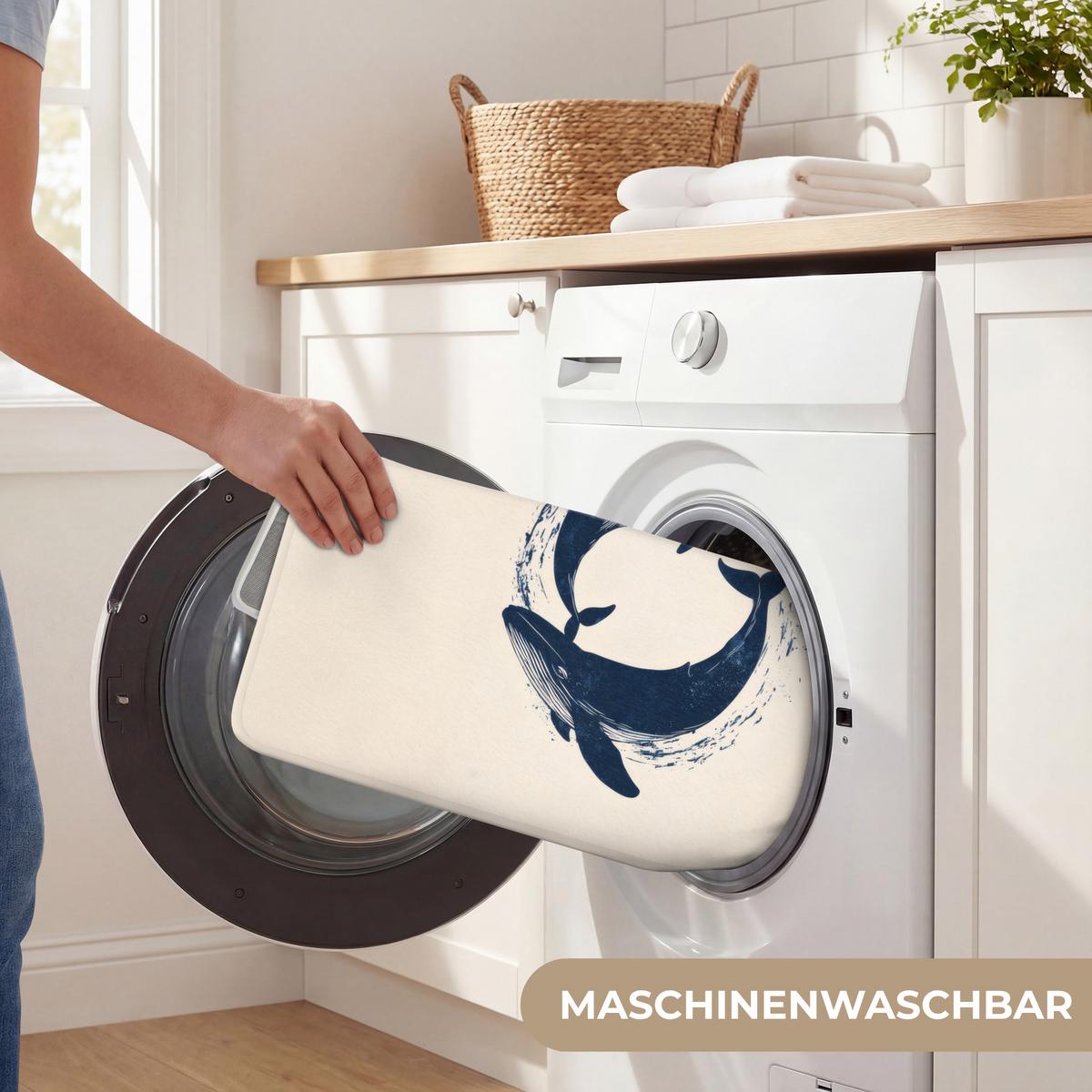 BADEMATTE Wale - Spritzer - Kreis - Dunkelblau 60x40 cm - Dunkelblau, Textil (60/40cm) - OnlyWow