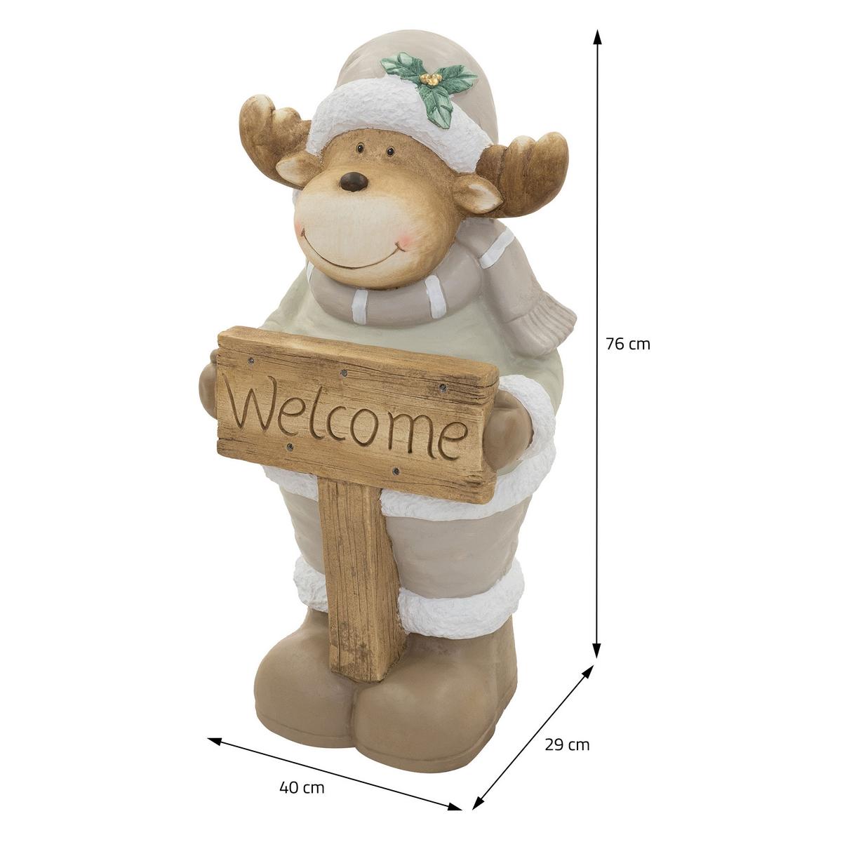 WEIHNACHTSELCH-FIGUR mit LED-Beleuchtung Weihnachtsdeko Innen Rentier 76 cm - Multicolor, Stein (40/76/29cm) - ECD-Germany