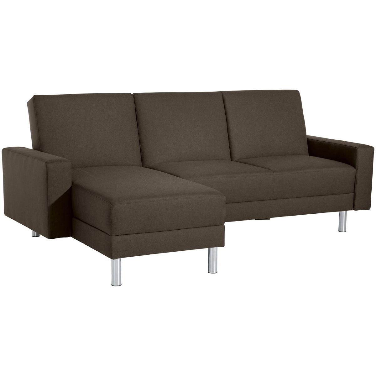 FUNKTIONSSOFA mit Hocker Katryna Flachgewebe braun - Braun, Kunststoff (144/92/230cm) - 58aufmkessel