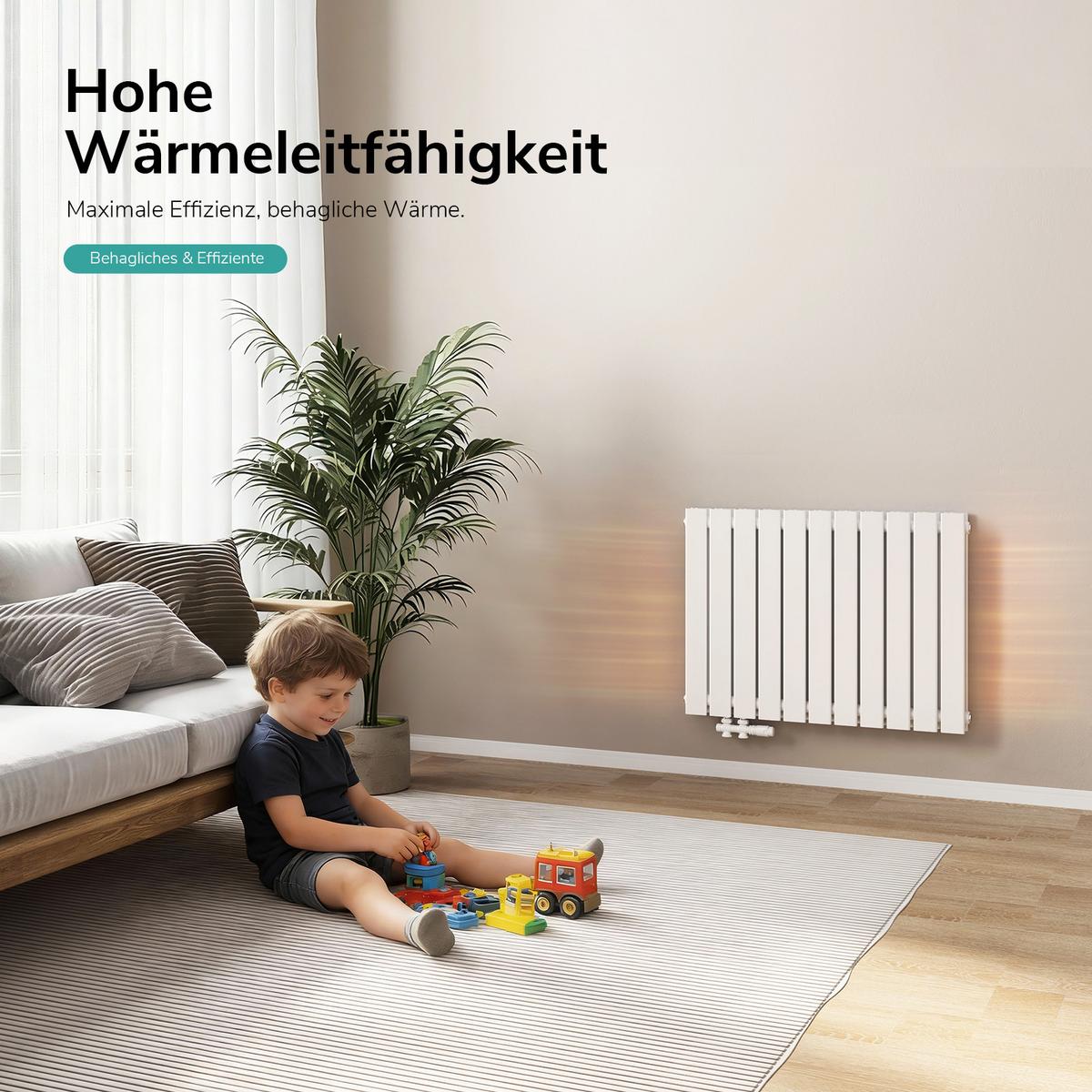 HEIZKÖRPER Flachheizkörper Weiß 63/85/6,6 cm - Weiß, Metall (85/63/6.3cm) - EMKE