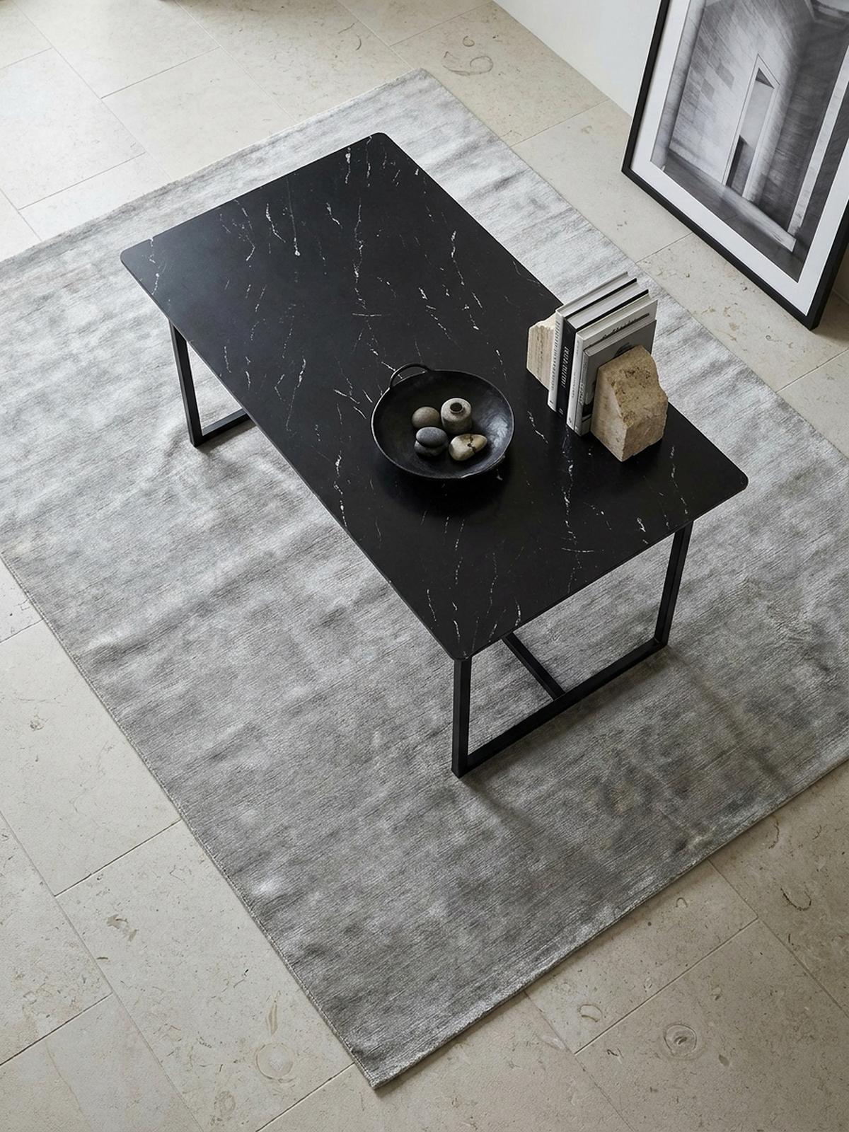ESSTISCH Marmoroptik Metall Rechteckig Modern Klein, Schwarz 120x60x76 cm - Schwarz, Holzwerkstoff/Metall (60/120/76cm) - KADIMA DESIGN