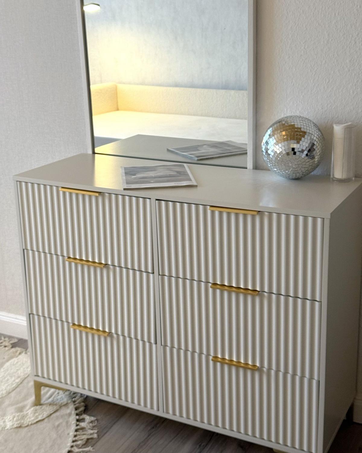KOMMODE mit 6 Schubladen Weiß Walcott - Weiß, Holzwerkstoff (108/89/40cm) - Beliani