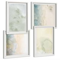 BILDER SET 4er Set - 50x50 cm & 40x60 cm Weißer Rahmen - Pastellfarbene Aquarell-Leinwandtextur - Weiß, Kunststoff (50/50cm) - TULUP