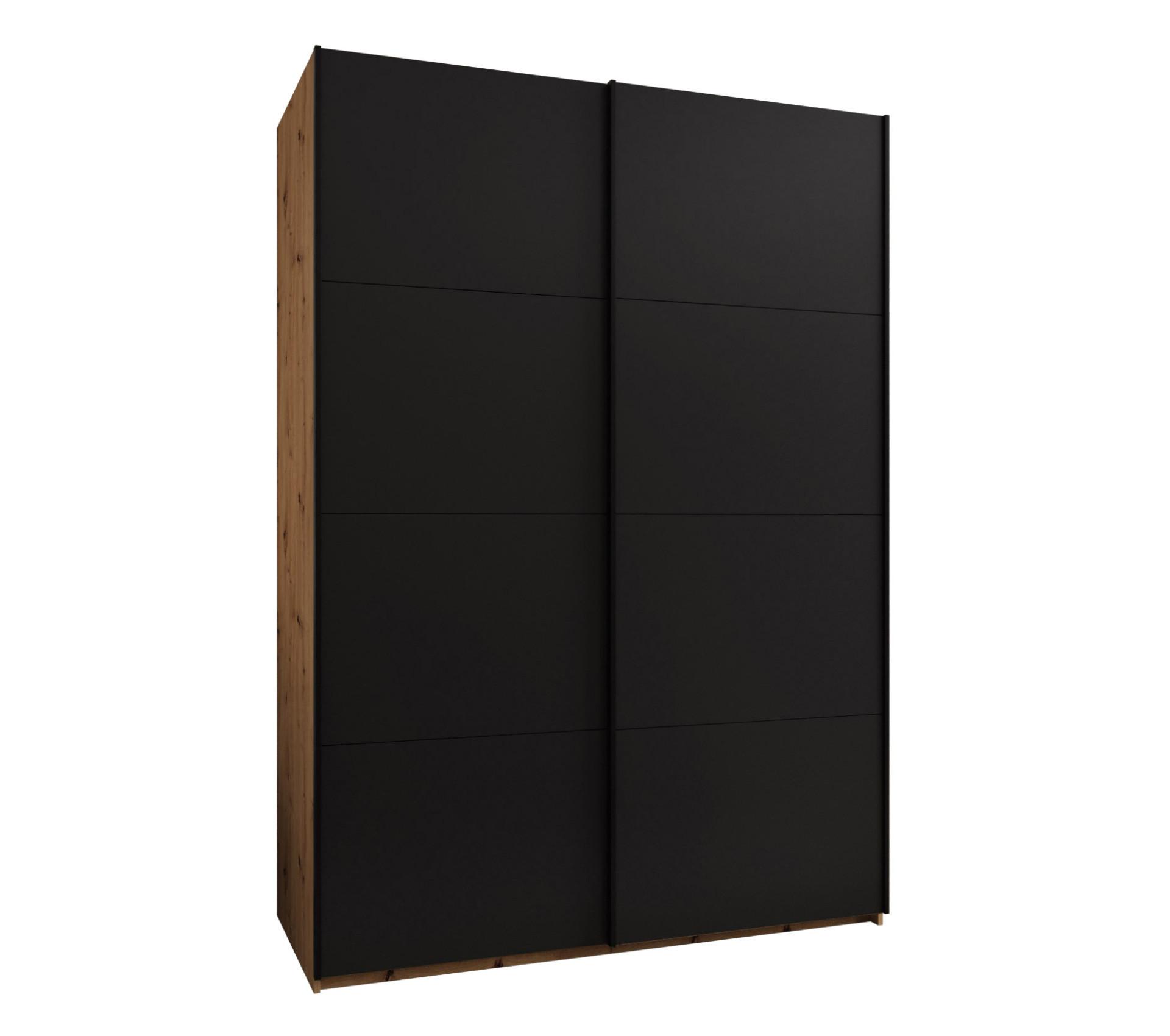 SCHWEBETÜRENSCHRANK 245,5/170/64 2-türig - Schwarz/Eiche Artisan, Holz/Metall (170/245/64cm) - Abiks Möbel